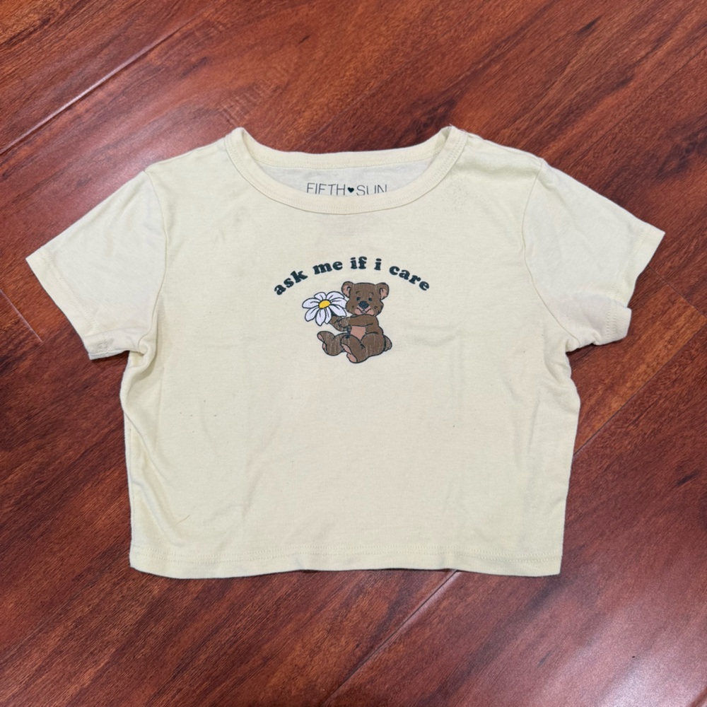 Fifth Sun yellow baby T/Crop Top with Bear and Flower